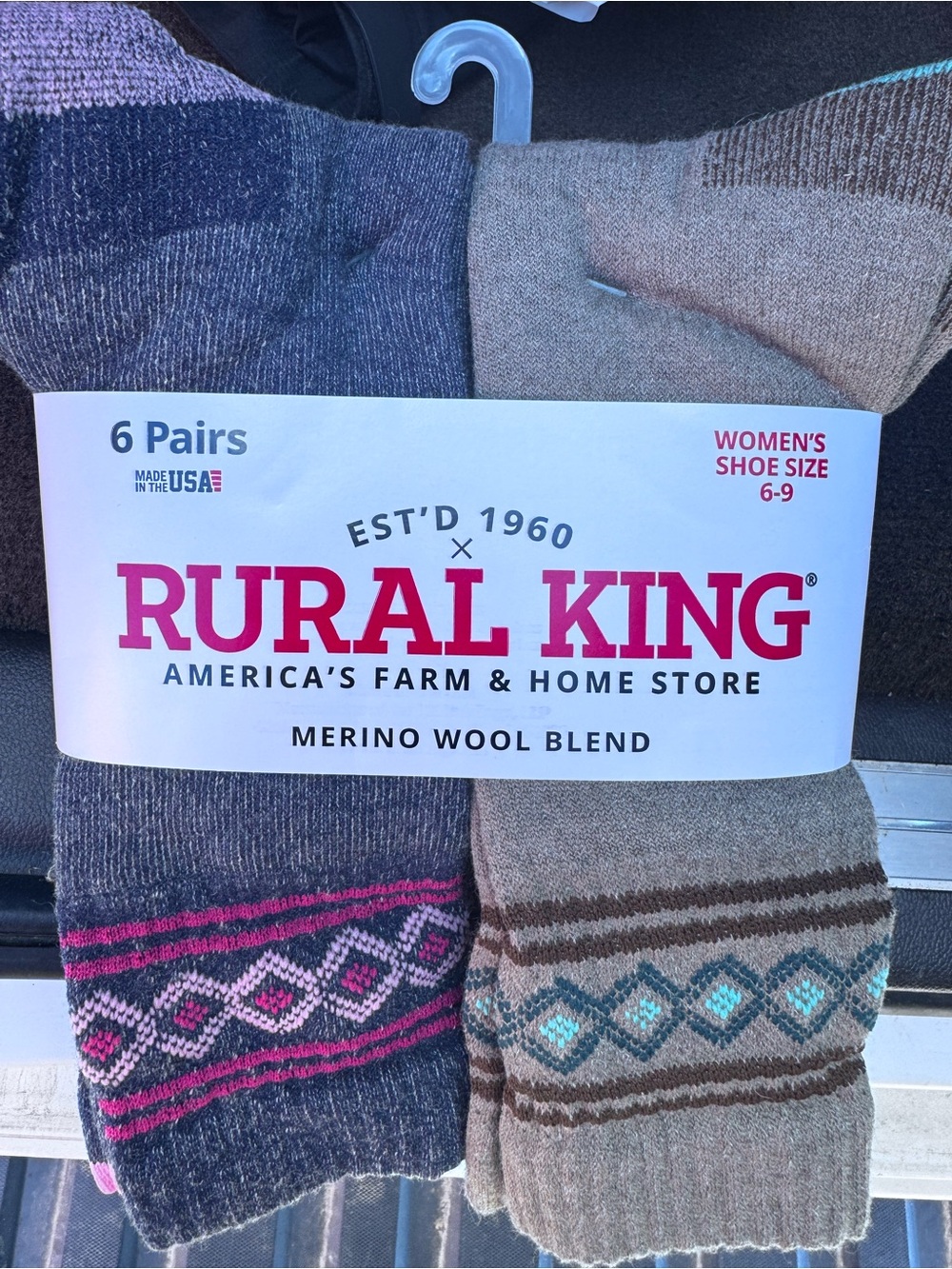 Rural King Women's Merino Wool Blend Socks 6 Pair Shoe Size 6-9 Made in USA